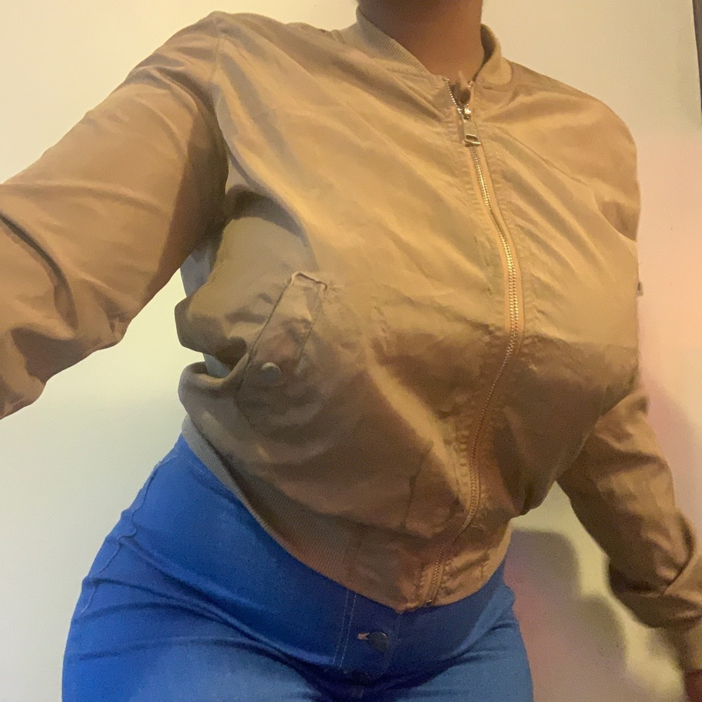Tan Fashion Nova Bomber Medium Jacket